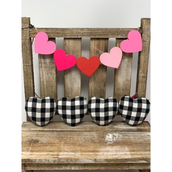 Valentines Day Hearts Buffalo Plaid Check Vase Bowl Filler Scatter Decor 4 piece - Picture 3 of 4
